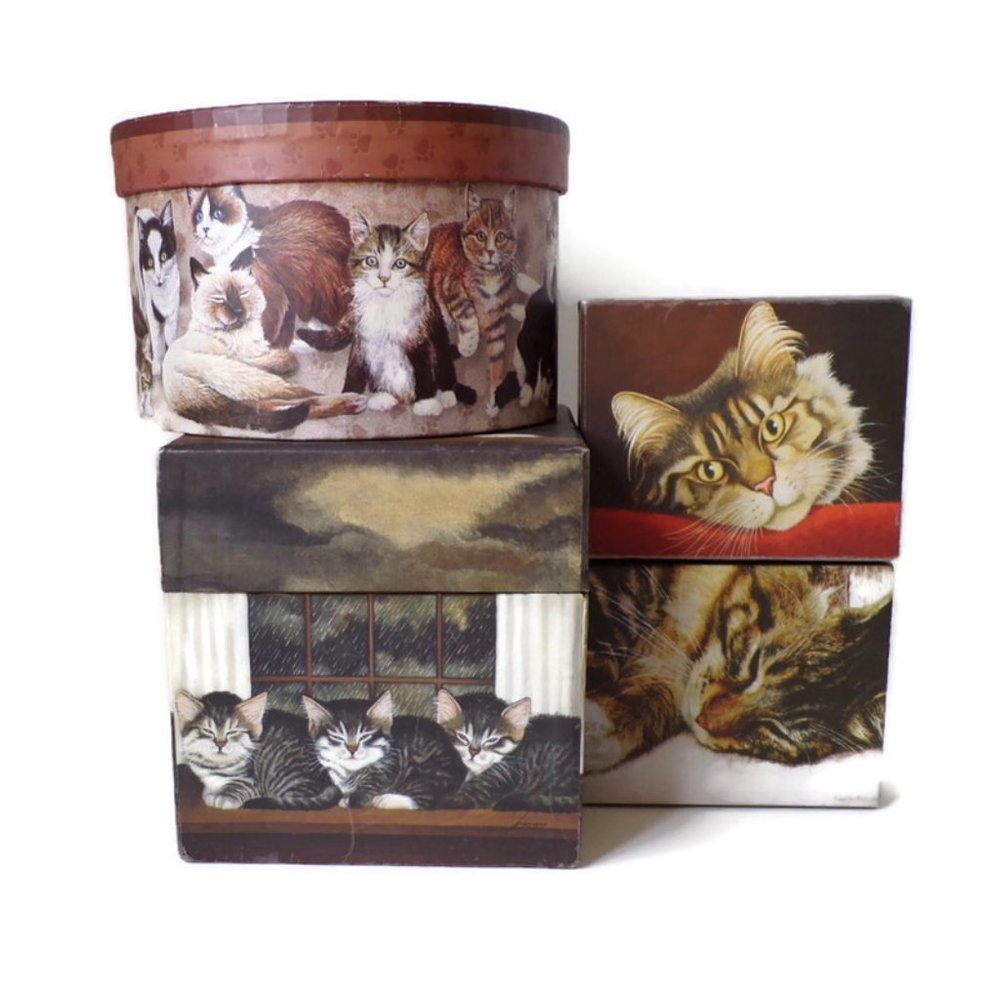 Cat's Cardboard Storage Boxes Set of Four Different Sizes    3260